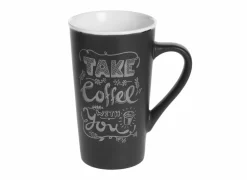 Mok Hot drink 50cl Ø9,1x15cm - porselein - zwart & beige- Koffietassen|Koffietassen