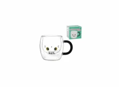 Koffietassen|Koffietassen|Mok Latte White Cat - glas - transparant