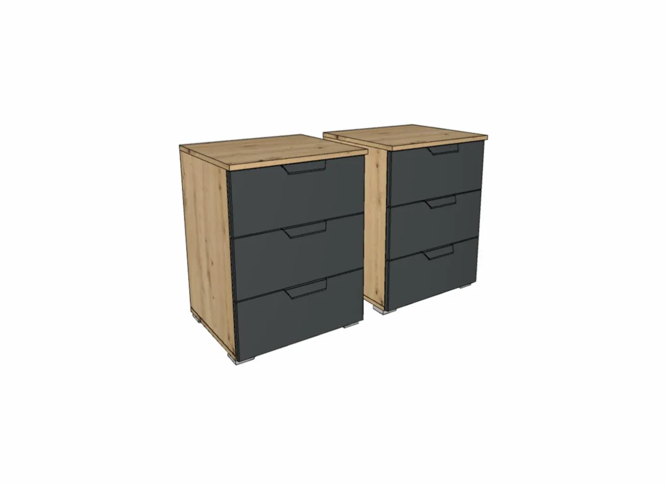 Nachttafels|Nachtkastje|Nachtkastje Aditio 47x42x62cm - decor - artisanale eik & grijs metallic