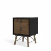Nachttafels|Nachtkastje|Nachtkastje Ry 44x41x60cm - decor - matzwart & okkernoot