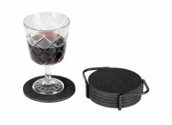 Glasonderzetters|Onderzetters voor glazen Folze Ø10cm - vilt - zwart - set van 9