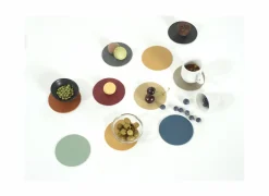 Glasonderzetters|Onderzetters voor glazen Togo Ø10cm - lederlook - karamel - set van 4