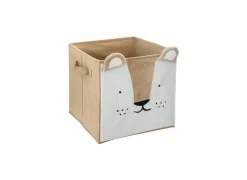 Opbergmanden|Opbergboxen|Opbergbox Leeuw 29x29x29cm - polyestervezel & papier - bruin