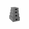 Opbergbox met jute effect - karton - grijs set van 4- Opbergboxen|Opbergboxen
