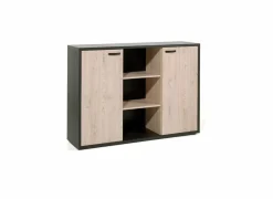 Rekken|Draaideurkasten|Opbergkast Capo 2 160x40x112cm - melamine - kastanje & zwart