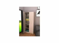 Opbergkast 80x40x180cm - decor - witte eik- Boekenkast|Draaideurkasten