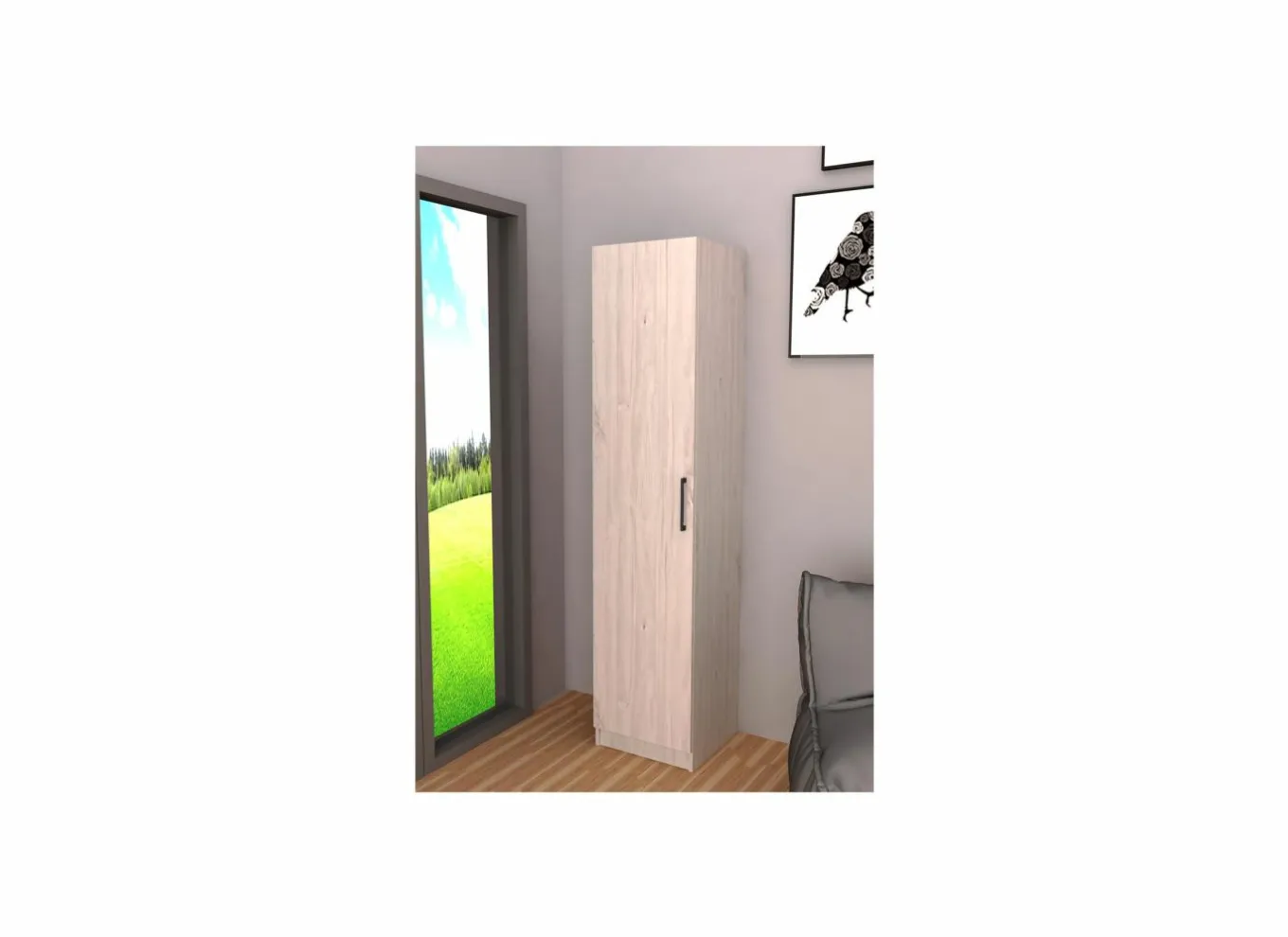 Boekenkast|Draaideurkasten|Opbergkast 40x40x180cm - decor - witte eik