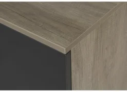 Gorbe Opbergkast 93x42,5x77,6cm - melamine - zwart & nebraska- Draaideurkasten