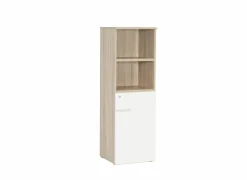 Gorbe Opbergkast 46,5x42,5x141,6cm - melamine - olm & wit- Draaideurkasten