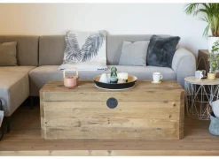 Opbergkoffer Opium 130x48x45cm - gerecycleerd den massief - naturel- Opbergkoffers|Opbergkoffers