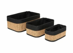Opbergmand bamboe/stof set van 3- Opbergmanden|Opbergmanden