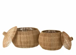 Opbergmand Dantya Ø55,5 & 45cm - jute - naturel set van 2- Opbergmanden|Opbergmanden
