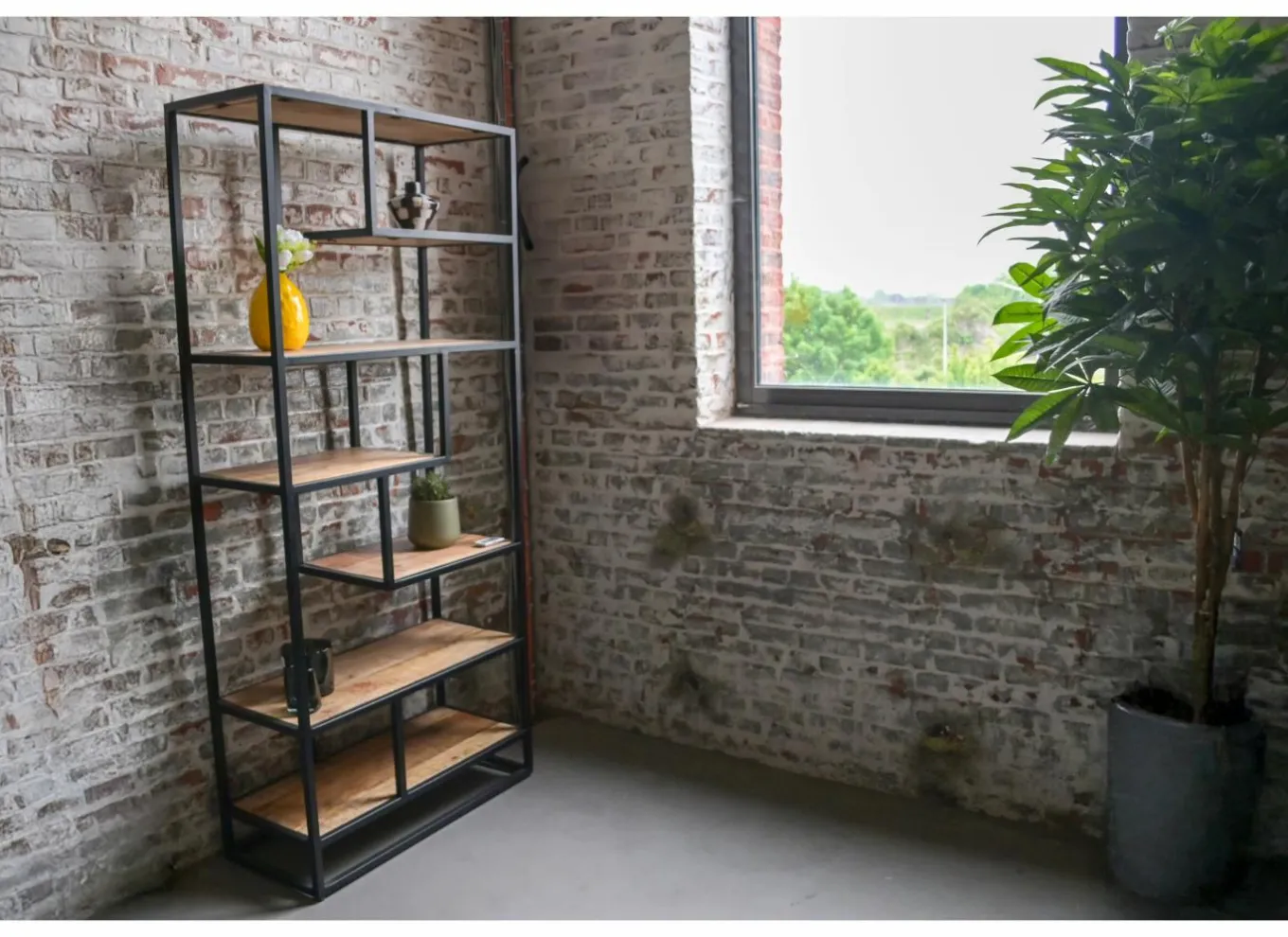 Rekken|Boekenkast|Opbergrek Estelle 80x35x180cm - mango massief - naturel