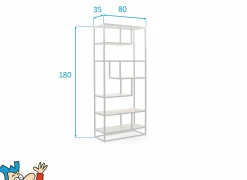 Rekken|Boekenkast|Opbergrek Estelle 80x35x180cm - mango massief - naturel