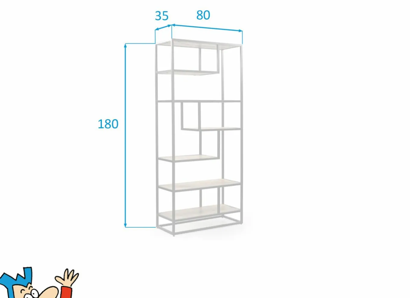 Rekken|Boekenkast|Opbergrek Estelle 80x35x180cm - mango massief - naturel