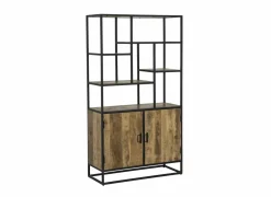 Opbergrek Lucho 100x40x180cm - mango massief - naturel & zwart- Rekken|Boekenkast