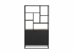 Opbergrek Lucho 100x40x180cm - mango massief - naturel & zwart- Rekken|Boekenkast