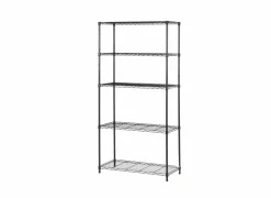 Opbergrek Quinn 90x40x182cm - metaal - zwart- Rekken|Opbergrekken