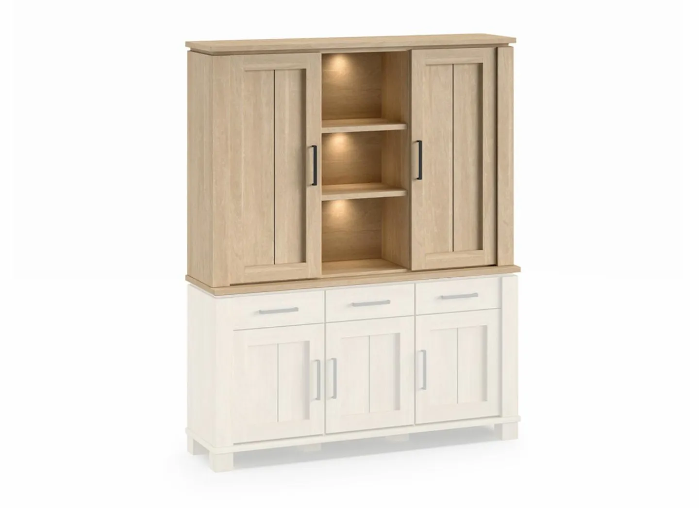 Opzetstuk Alba 162cm - decor - sand oak nature- Vitrinekasten|Vitrinekasten