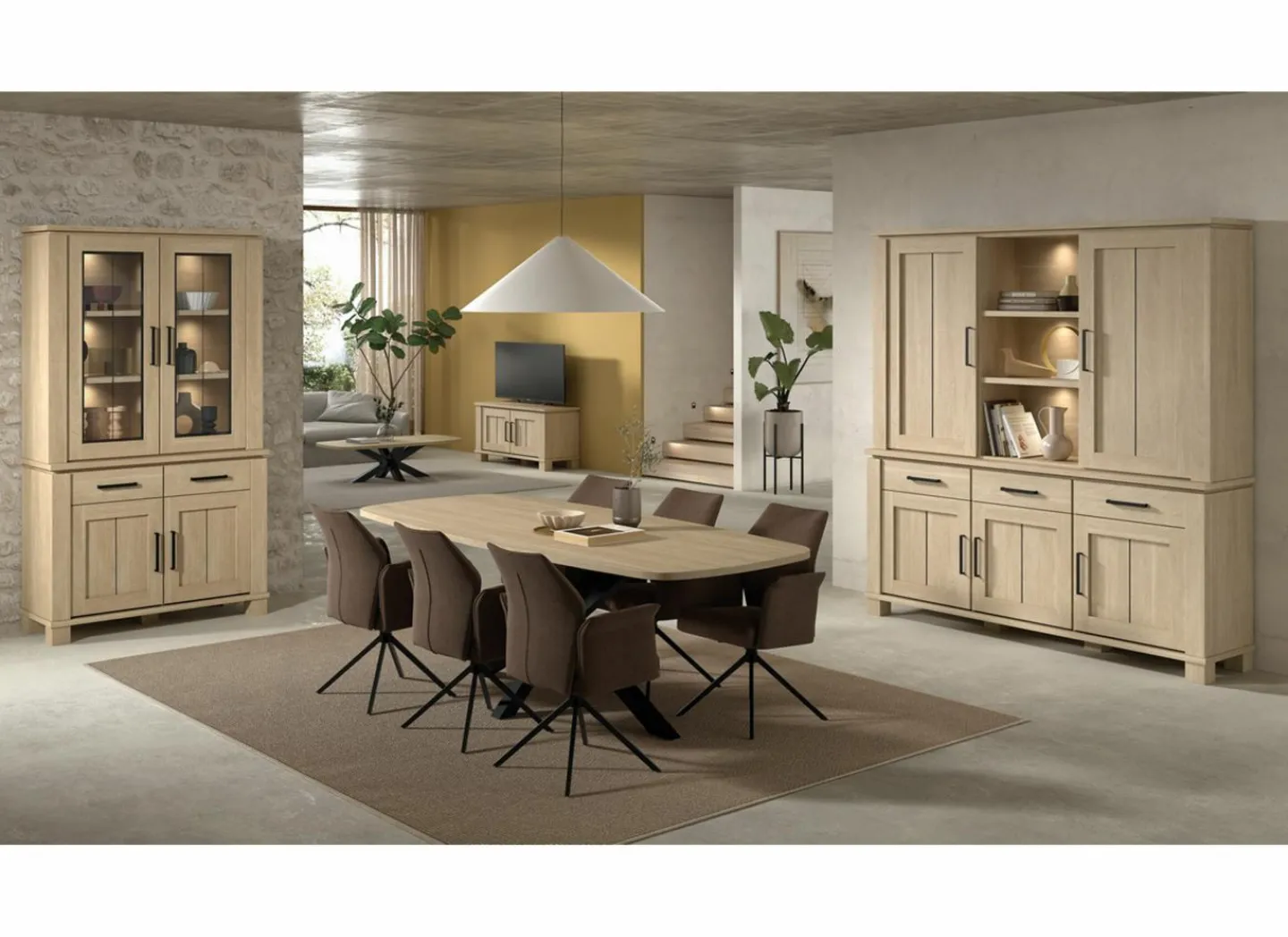 Opzetstuk Alba 162cm - decor - sand oak nature- Vitrinekasten|Vitrinekasten