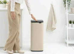 Brabantia Vuilnisbakken|Vuilnisbakken|Pedaalemmer Bo 30L - staal - soft beige