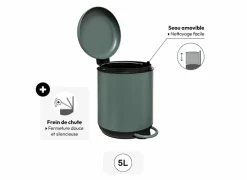 Pedaalemmer Duo 5L - metaal & kunststof - ficus- Vuilnisbakken|Vuilnisbakken