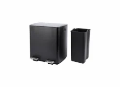 Vuilnisbakken|Vuilnisbakken|Pedaalemmer met opbergvak Stress 2x30L mat zwart