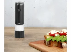 Peper & Zout|Peper en zoutmolen H14cm - RVS - antraciet elektrisch & oplaadbaar