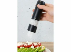 Peper & Zout|Peper en zoutmolen H14cm - RVS - antraciet elektrisch & oplaadbaar