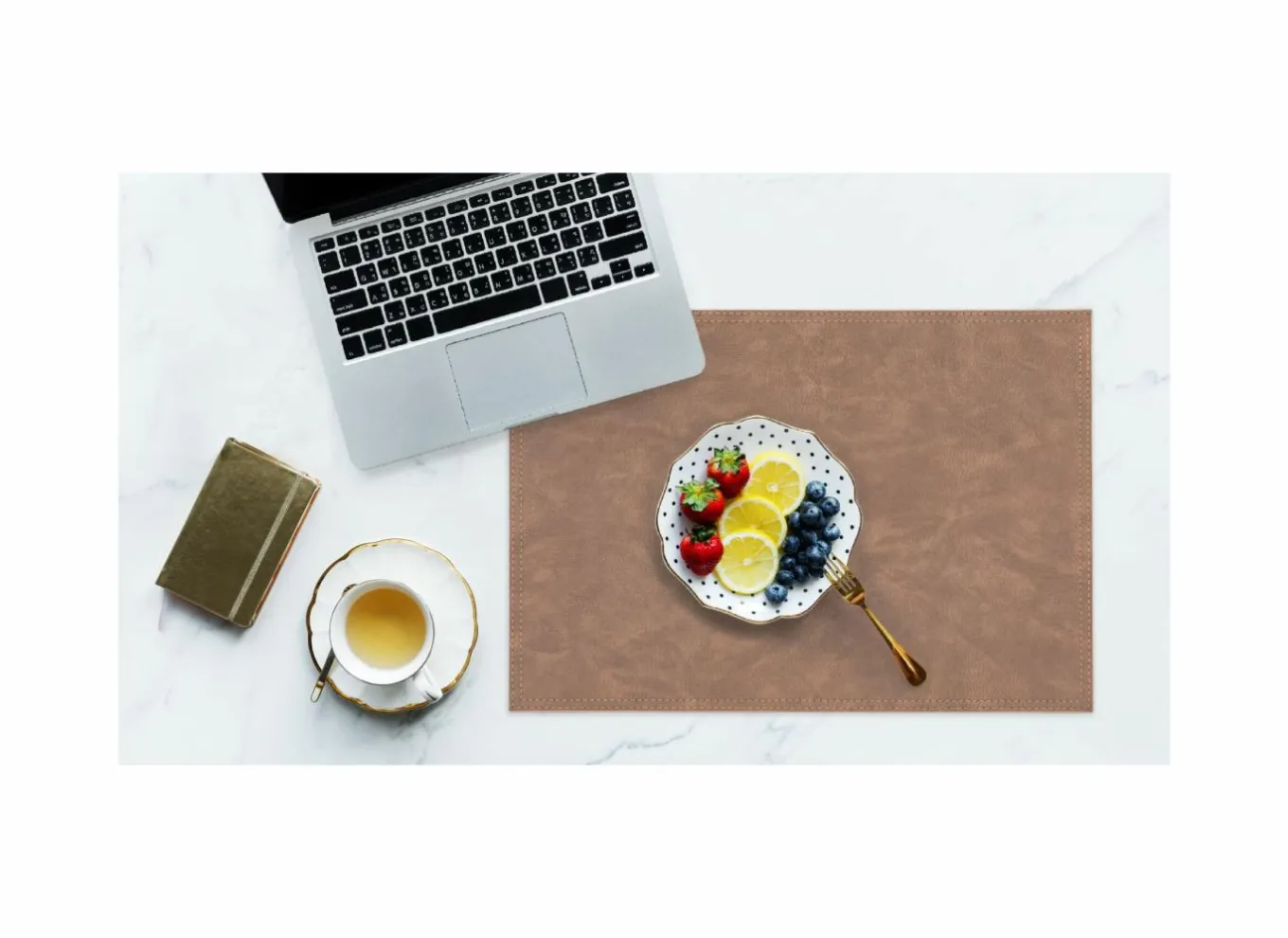 Placemats|Placemat Troja 33x45cm - lederlook - taupe