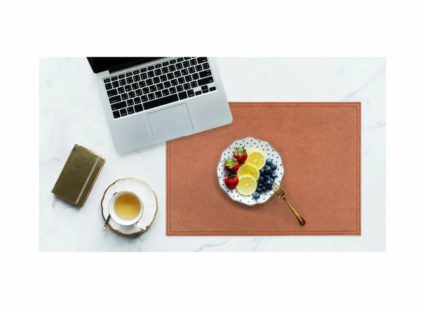 Placemat Troja 33x45cm - lederlook - caramel- Placemats