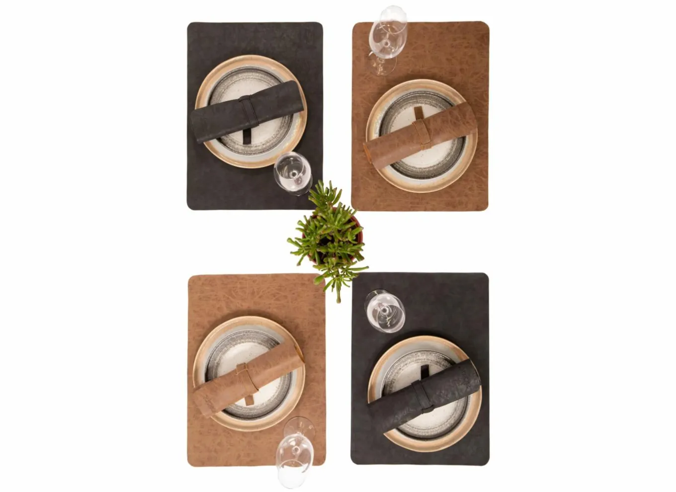 Placemats|Placemat Truman 33x45cm - lederlook - zwart