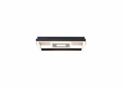 Brilliant Plafondlamp Baldo 29,5x27,5cm - metaal/hout/kunststof - zwart/naturel- Plafonnier