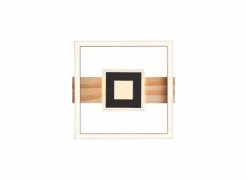 Brilliant Plafondlamp Baldo 29,5x27,5cm - metaal/hout/kunststof - zwart/naturel- Plafonnier