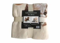 Plaid Kat Hond 150x200cm - microvezel - beige & bruin & grijs- Plaids|Plaids