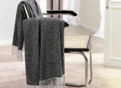 Plaid 130x170cm - polyester & katoen - antraciet- Plaids|Plaids