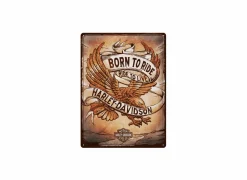 Plakkaat Harley Davidson 40x30cm - metaal - multicolor- Andere Wanddecoratie