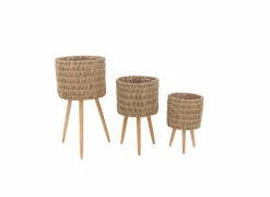 Plantenstandaard Reva set van 3 - zeegras - naturel- Vazen & Bloempotten|Vazen & Bloempotten