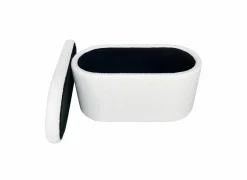 Opbergmanden|Opbergmanden|Poef Suzanna met opbergruimte 82x42cm bouclé wit