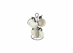 Rek 4 mokken Alix 20cl - porselein & metaal - zwart & wit- Koffietassen|Koffietassen