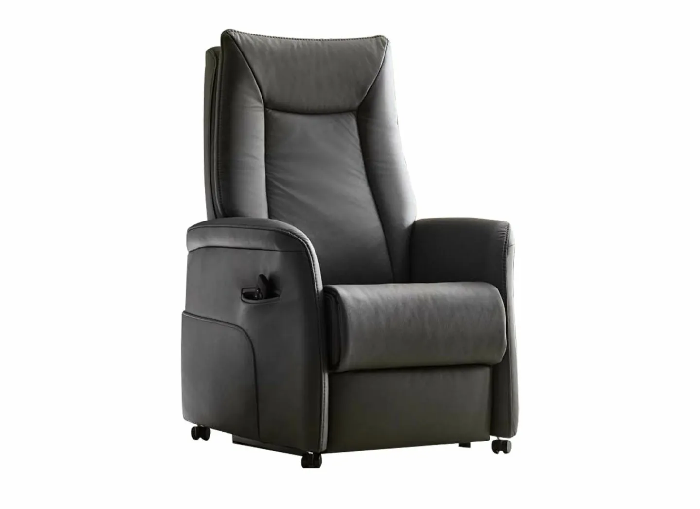 Relaxzetel Hukla elektrisch - leder - antraciet met 2 motoren & extra lange beensteun- Relaxzetels