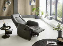 Relaxzetel Hukla elektrisch - leder - antraciet met 2 motoren & extra lange beensteun- Relaxzetels