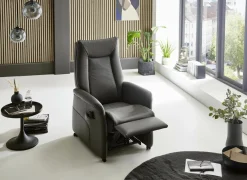Relaxzetel Hukla elektrisch - leder - antraciet met 2 motoren & extra lange beensteun- Relaxzetels