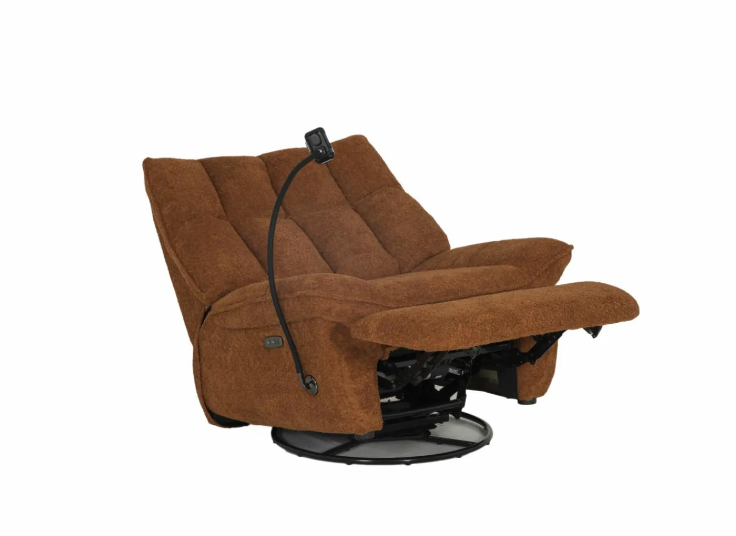 Relaxzetel Ike elektrisch - stof - oranje met schommelfunctie en oplaadstation- Relaxzetels