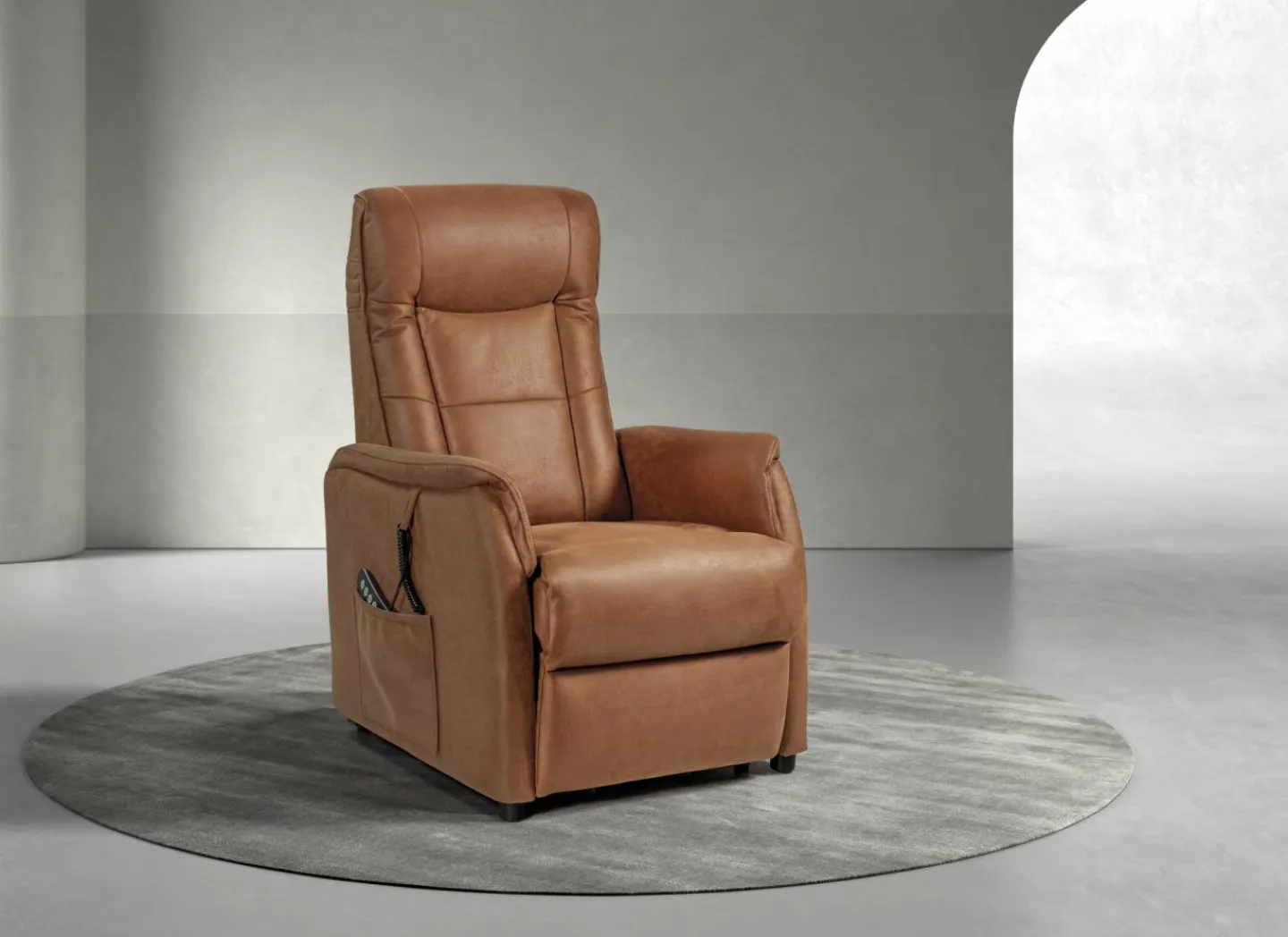 Relaxzetel Liam elektrisch - stof - cognac- Relaxzetels