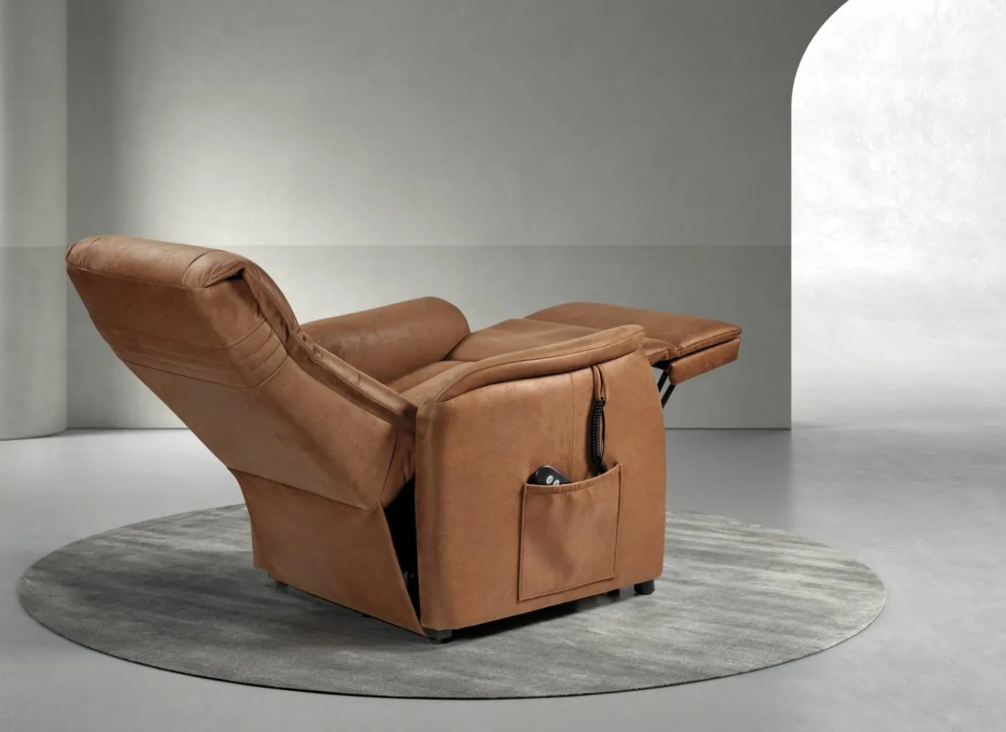 Relaxzetel Liam elektrisch - stof - cognac- Relaxzetels