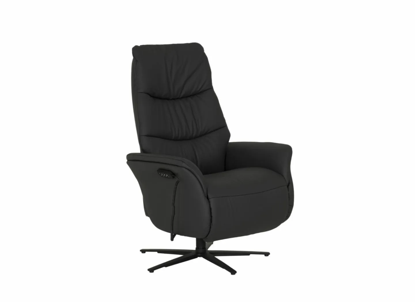 Relaxzetel 7051.57V+Z60 elektrisch - leder - zwart met large zithoogte- en diepte- Relaxzetels