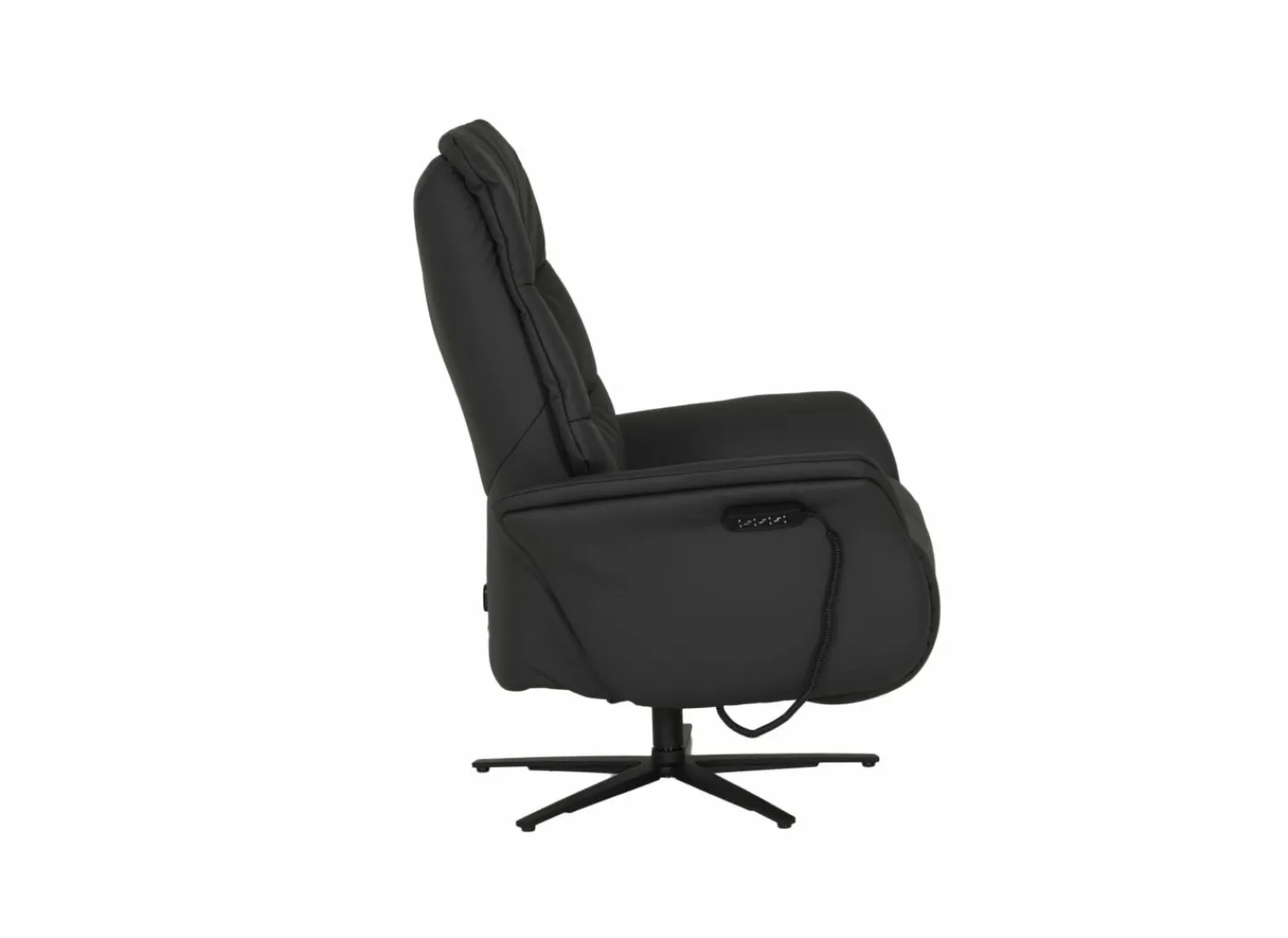 Relaxzetel 7051.57V+Z60 elektrisch - leder - zwart met large zithoogte- en diepte- Relaxzetels