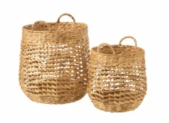 Opbergmanden|Opbergmanden|Rieten mand Waterhyacinth  42,5x55cm - riet - naturel set van 2