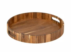 Rond dienblad Ø35cm - MDF & acacia - bruin- Dienbladen